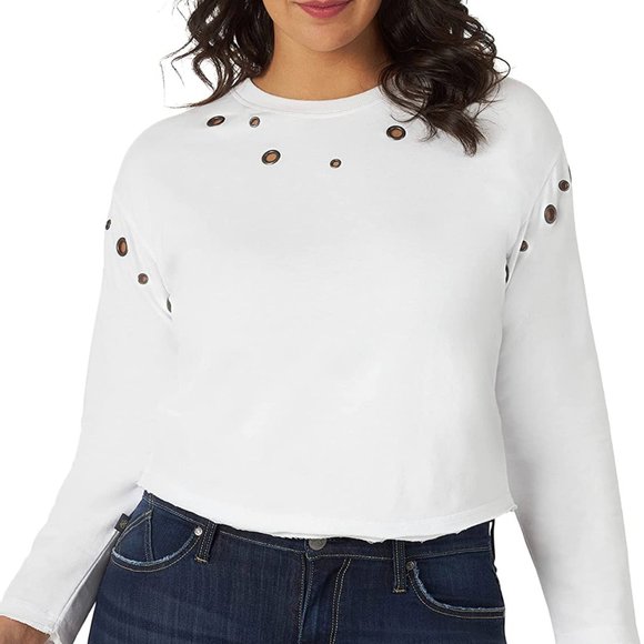 Rock & Republic Women's Grommet Cropped Crew Neck Sweatshirt Size XXL - Picture 1 of 5